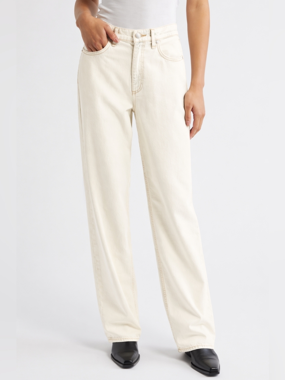 OAK+FORT Women's Straight-Leg Jeans in Cream